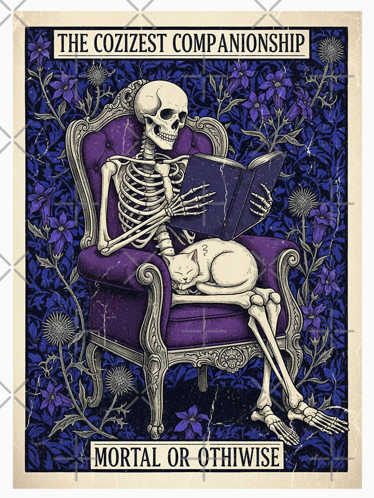 The Coziest Company – Vintage Reading Skeleton by HeyHas