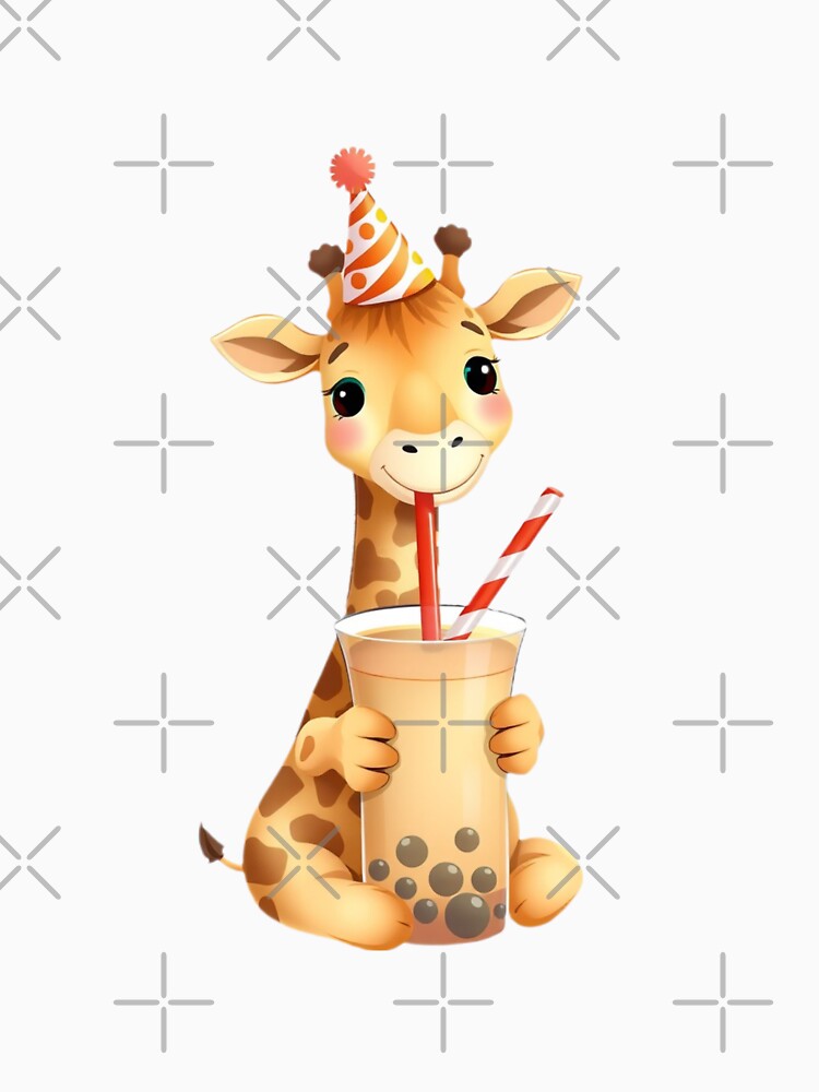 Giraffe Boba tea milktea Party Hat happy birthday kawaii gift funny christmas happy by CheeseBlueprint