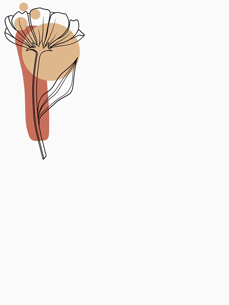 Delicate Wildflower Line Drawing with Boho Terracotta Shapes by ArtTinulyaOk