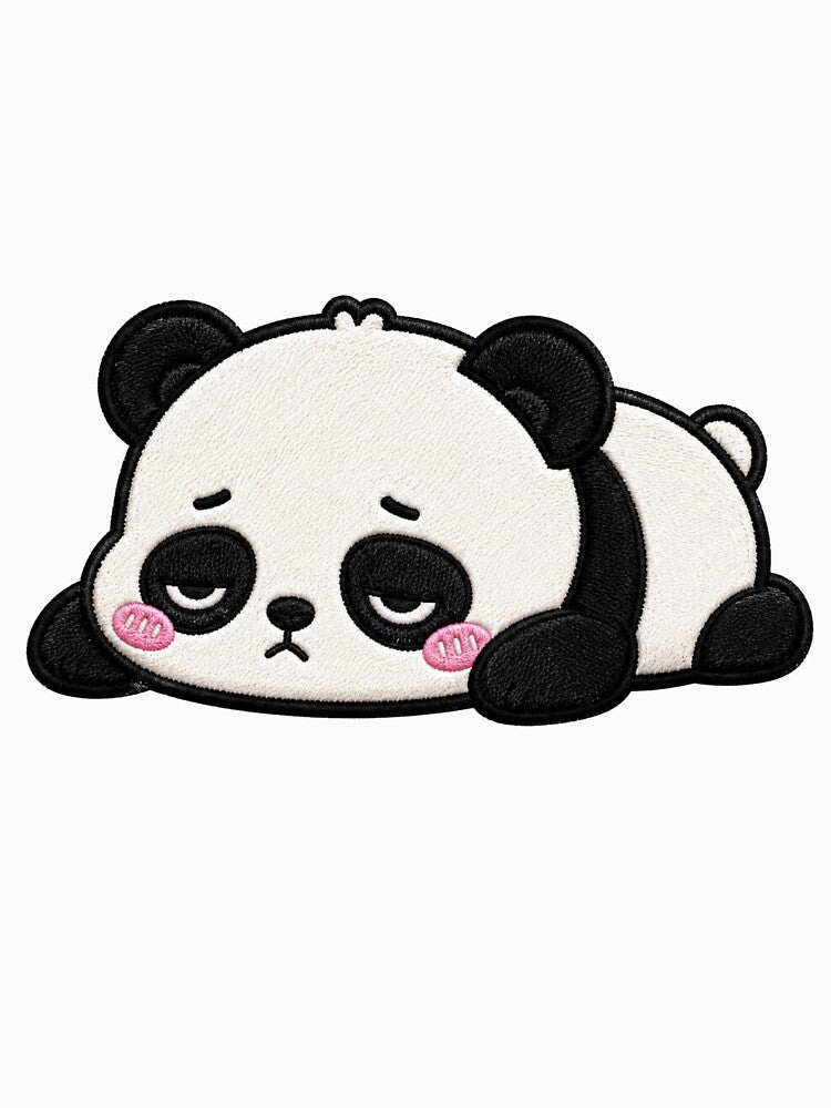 Ultra Cute Sleepy Panda Embroidery Patch Style Kawaii Blob Animal | Adorable Tired Panda Cartoon by ColorSplash123