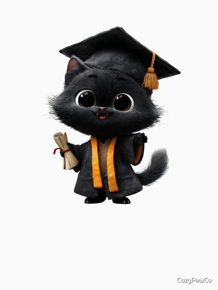 Cute Black Cat Graduation Cap Gown Diploma Funny Cat Graduate Gift Class of 2026 Cat Lover by CozyPawCo