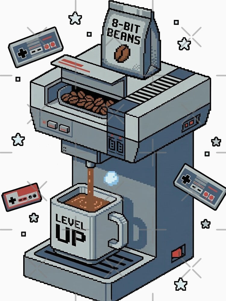 Retro Gaming Coffee Maker Pixel Art by ArtsyWishesShop