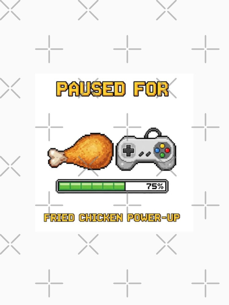 Fried chicken Pixel art retro gaming gamer 8 bit level up food funny prank weird foodie lover by CheeseBlueprint