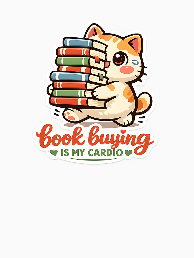Book Buying Is My Cardio Funny Reader Cat Design by Naviora