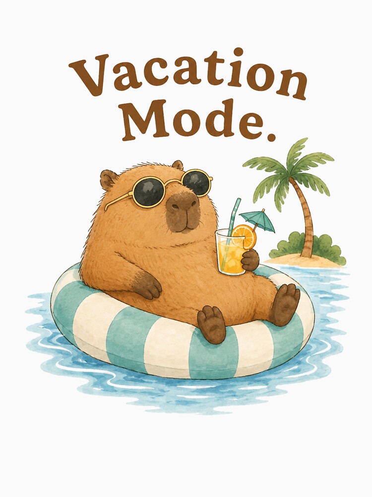 Vacation Mode | Cute Capybara Summer Beach Illustration by Little Moments Co.