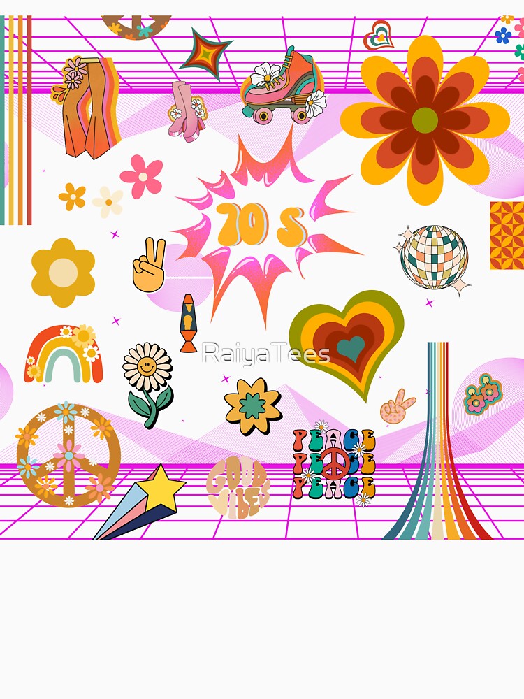 Retro 70s Vibes - Peace, Love, and Groovy Design by RaiyaTees