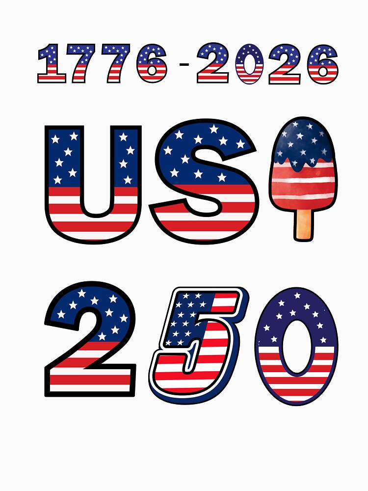 USA 250 Years Celebration Ice Cream Patriotic Flag Typography 1776–2026 Fourth of July Shirt by Daily Mood Studio