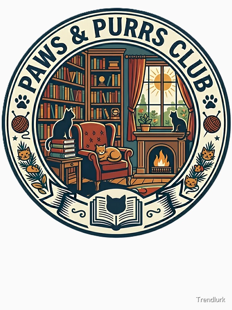 Paws & Purrs Club Vintage Cat Library Aesthetic by Trendlurk