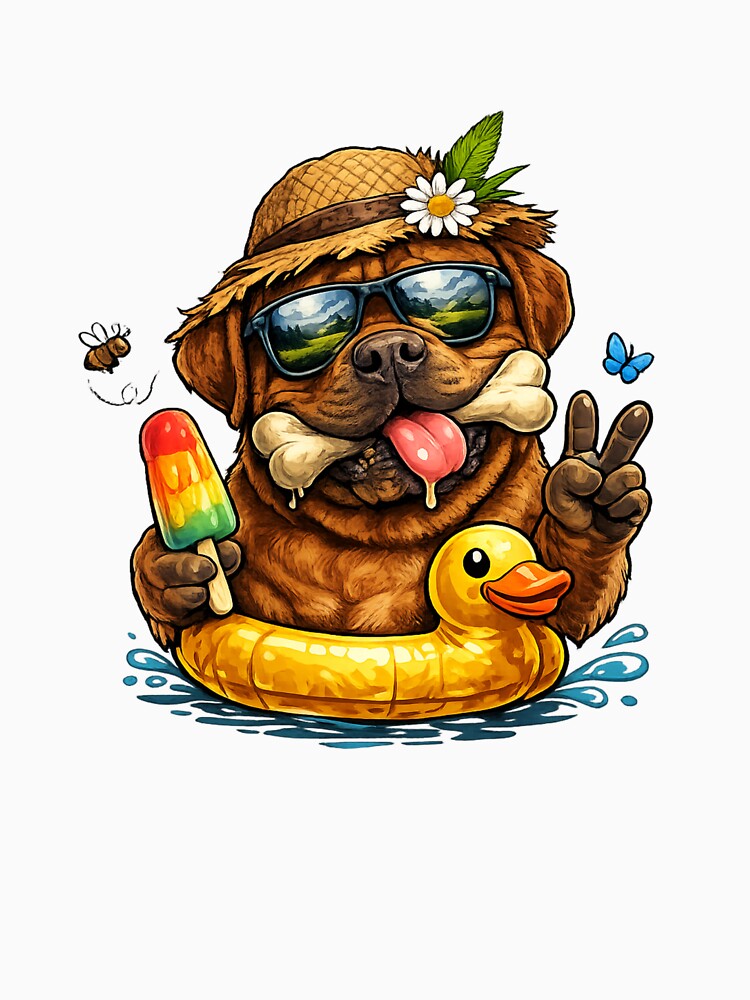 French Mastiff Dog Pool Party by ttuniques