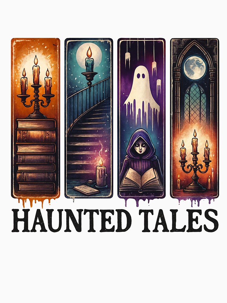 Haunted Tales – Spooky Books, Ghost & Candles | Dark Academia Gothic Library by AllyPrimeArt
