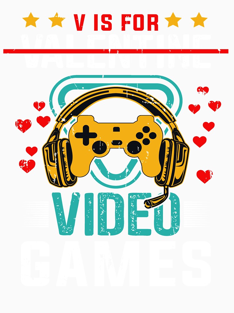 V Is For Video Games Funny Valentines Day Gamer by mohalaz