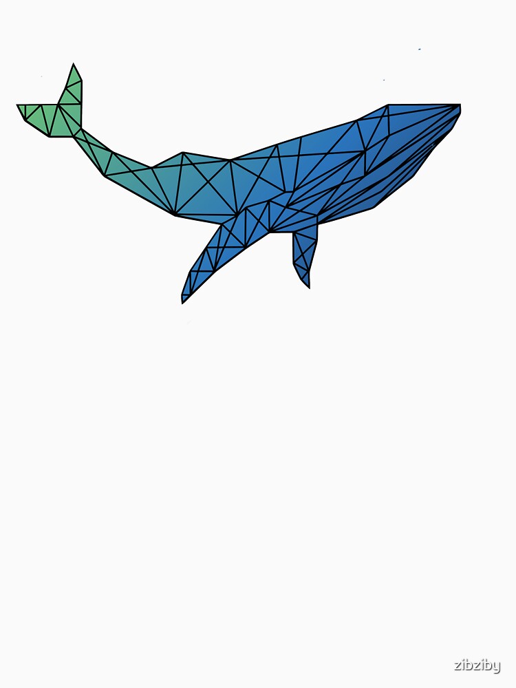 Gradient Blue Geometric Whale by zibziby