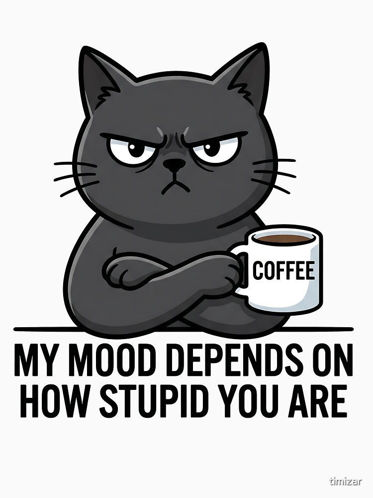 Black Cat Sarcastic Quote Coffee Mood Funny Cat Humor Design by timizar