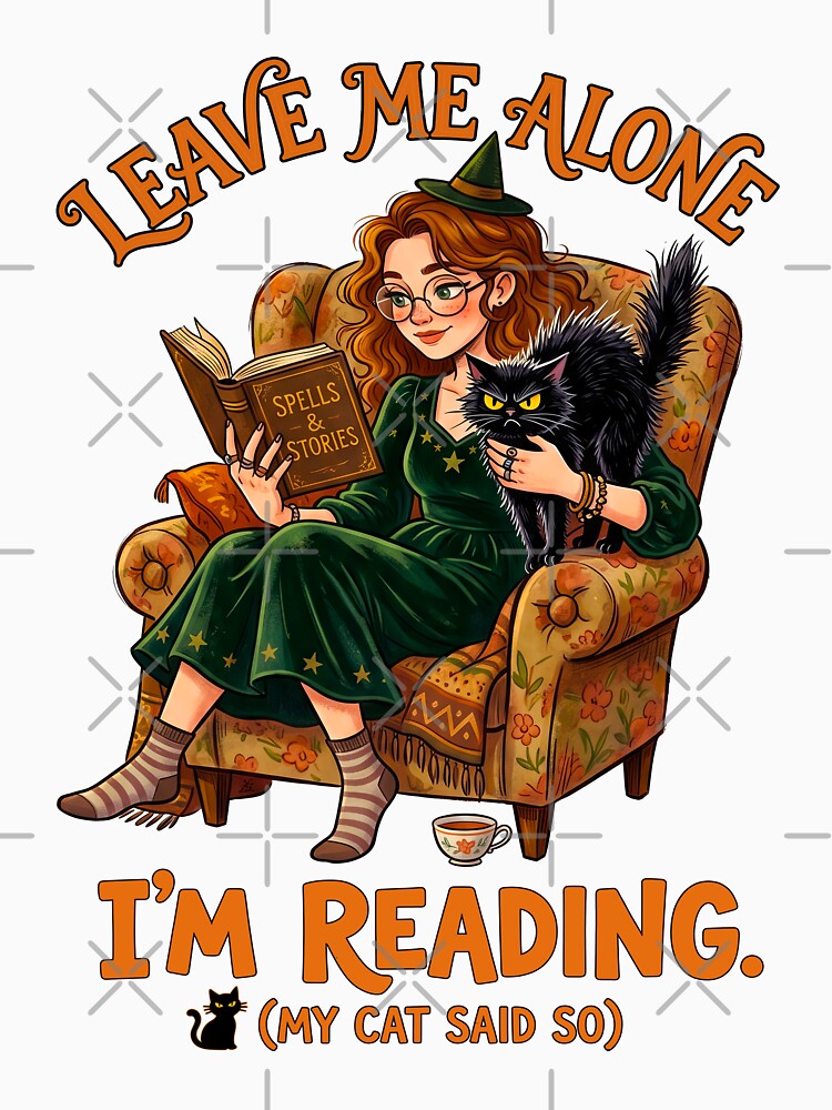 Woman Reading in Armchair with Cat by TeeARTHY