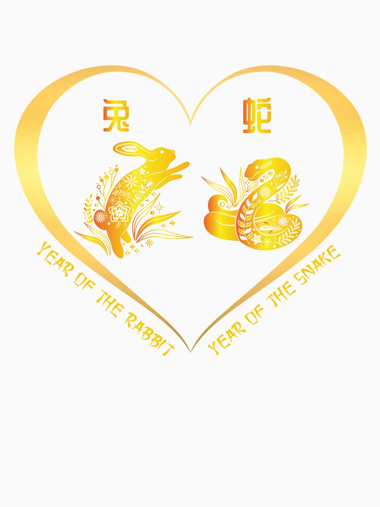 Year Of The Rabbit And Year Of The Snake Couples Golden Chinese Zodiac Animals by Karry-Pat