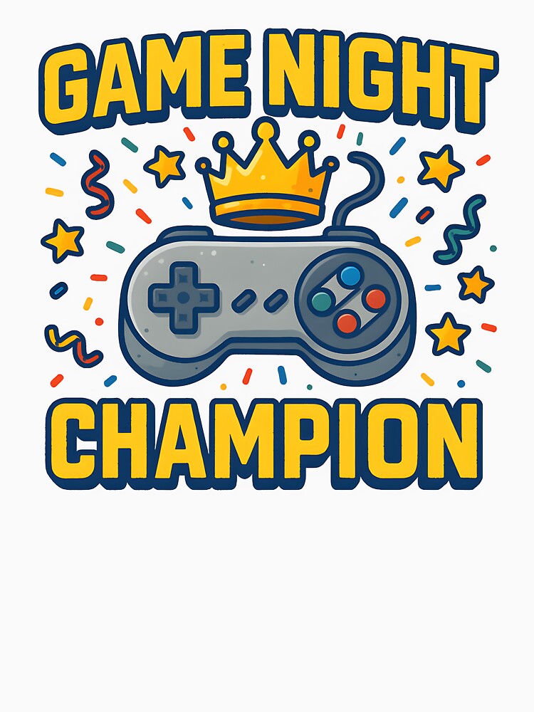 Retro Game Night Champion Gamer Shirt Design. by The-T-In-Retro