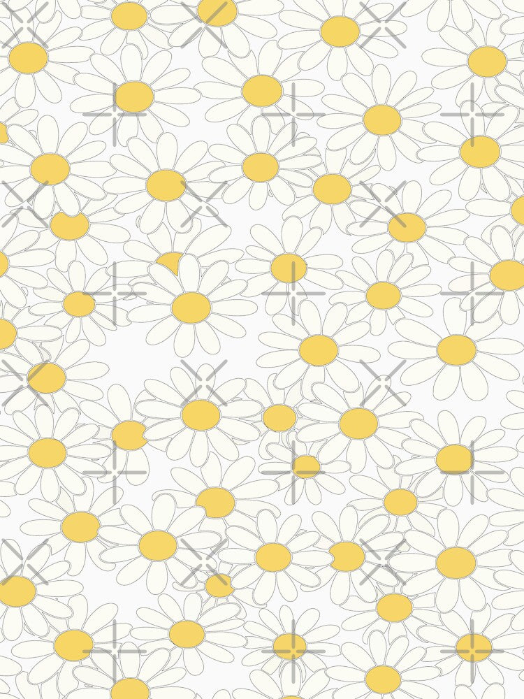 Groovy Retro Daisy Pattern - 70s Aesthetic Black & White Floral Pattern by BestChoiceService