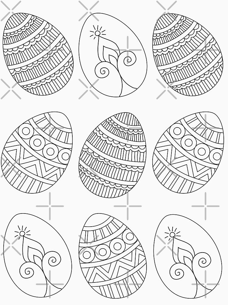 Easter eggs pattern white background, Easter celebration pattern by HariniArts