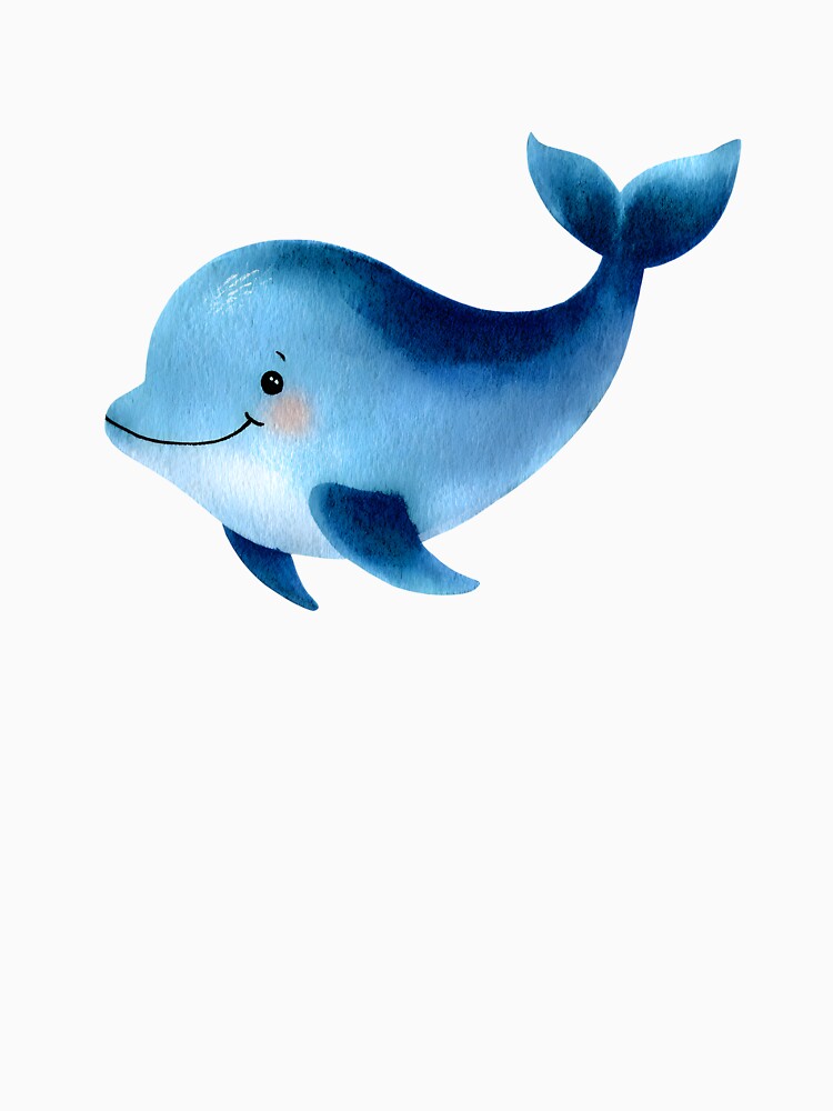 Illustration of a beautiful blue whale in watercolor style by OlhaBondarenko