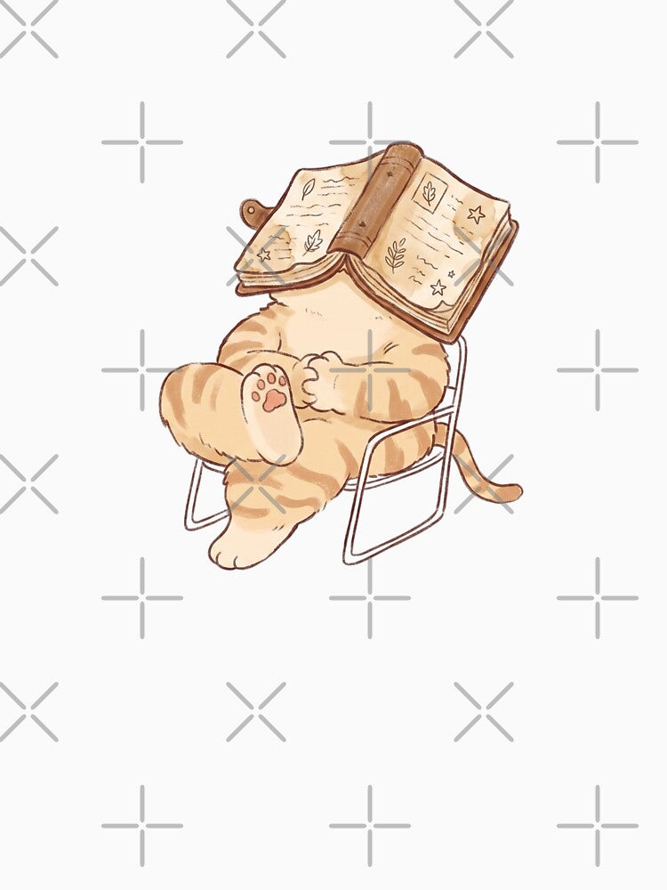 Cute Sleepy Ginger Cat Napping Under Book by CrystalMineArts
