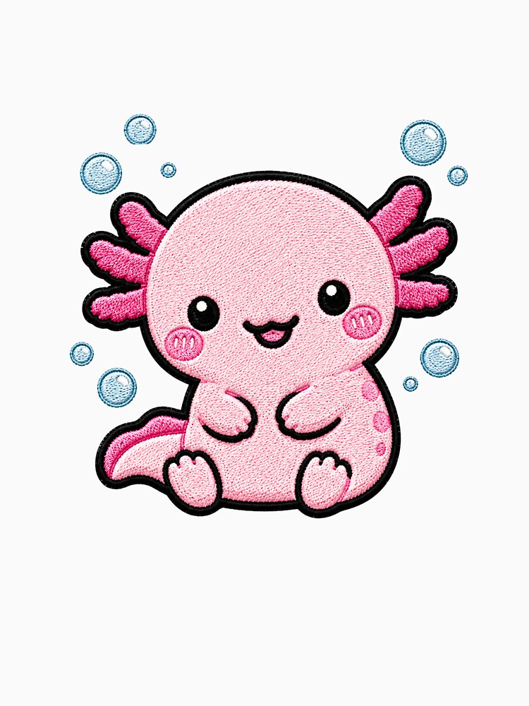 Cute Axolotl Embroidery Patch Kawaii Design by ColorSplash123