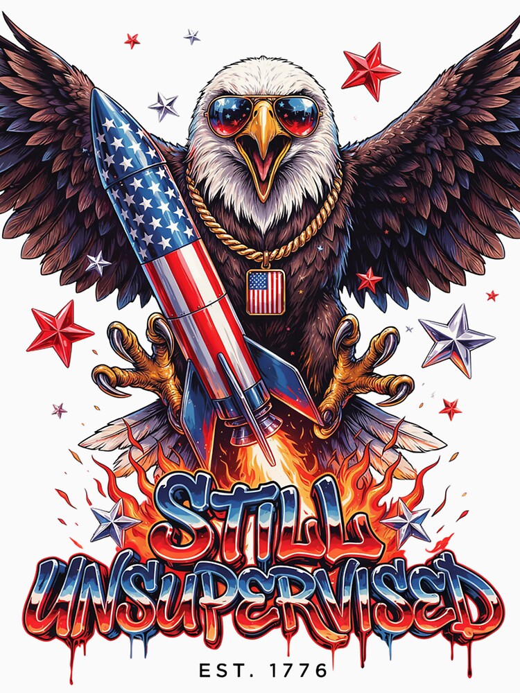Still Unsupervised Gangster Eagle Gold Chain Rocket Tee v4 by DarylWelsh2024