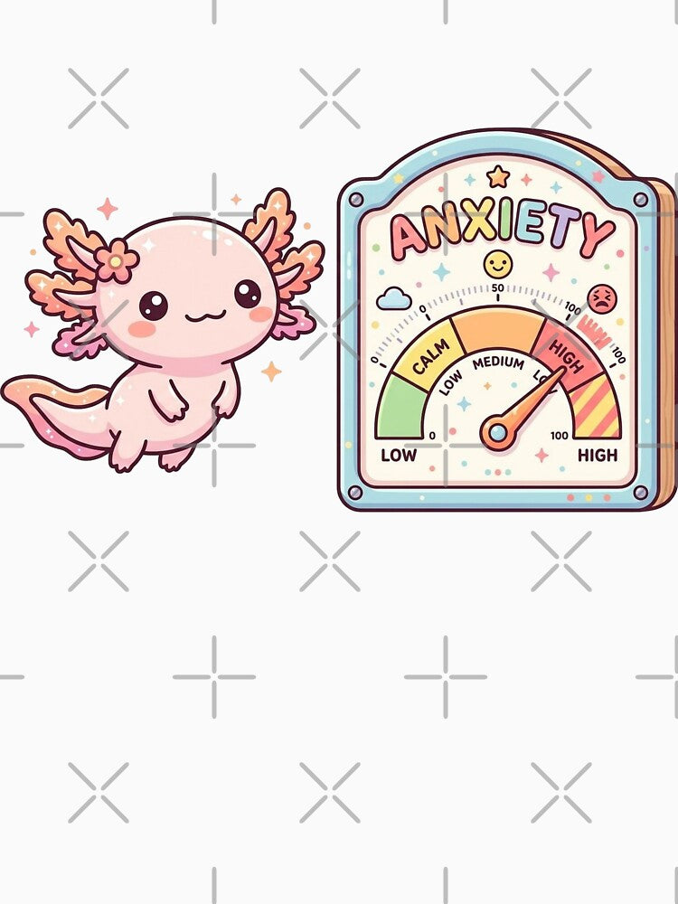 Kawaii Axolotl Anxiety Meter Gauge by Visual Dept.