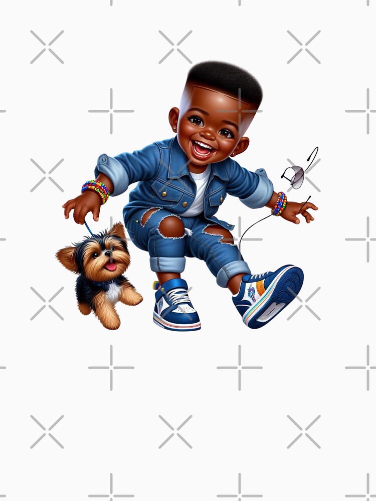 Happy Boy and Dog Cartoon Drawing | Stylish Kid Art by Lulunza