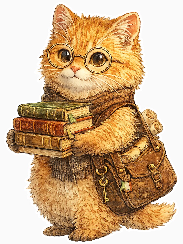 Book Loving Cat Library Assistant by KlyvoraPrints