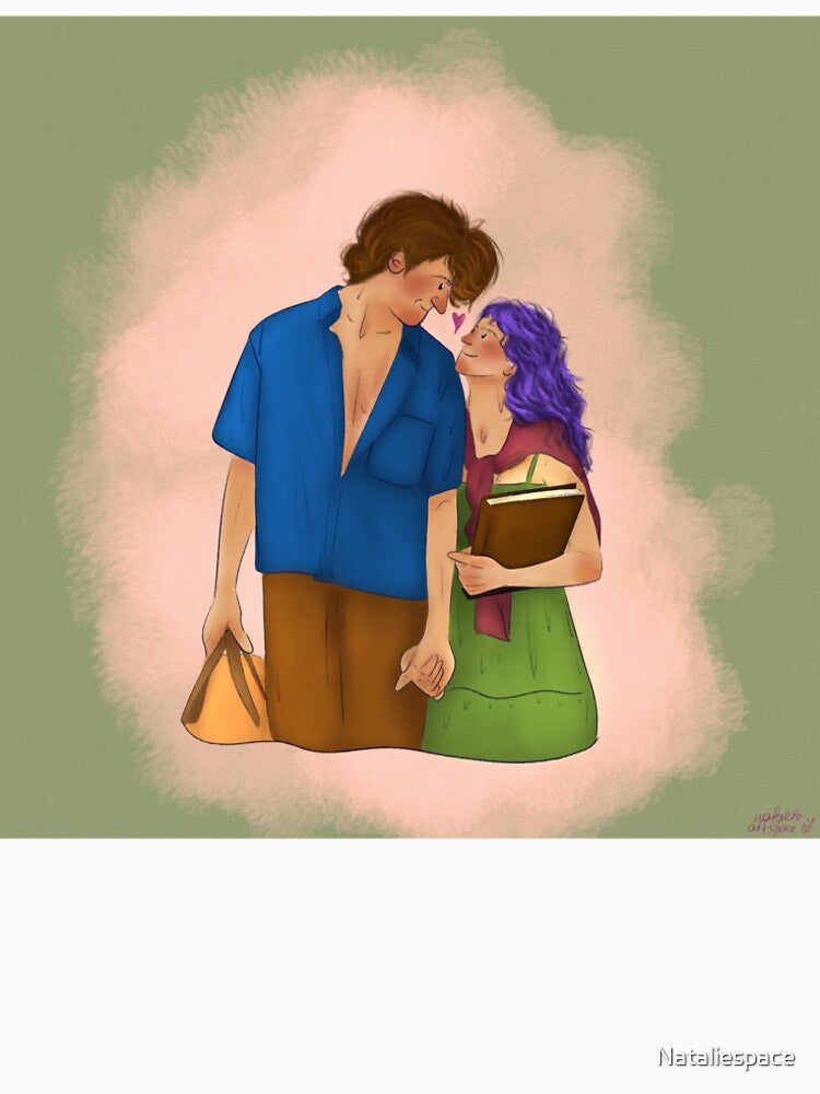 Adorable Couple in Love | Cute Romantic Illustration by Nataliespace