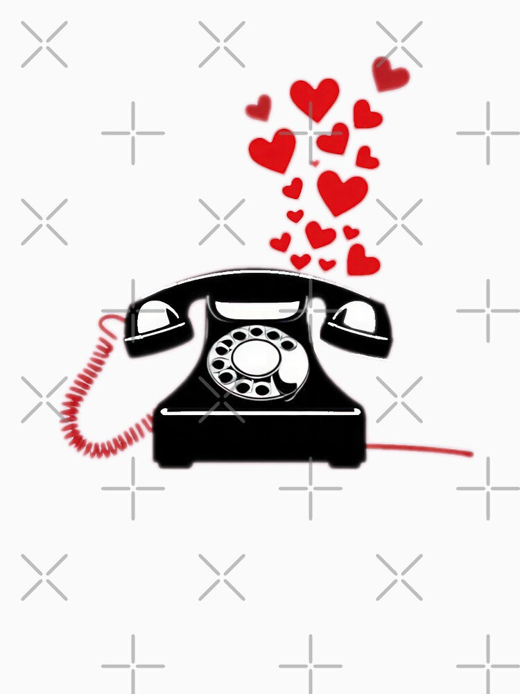 Valentines Day retro phone with hearts,Valentine heart,valentine art,valentine design by Expressions-Sel