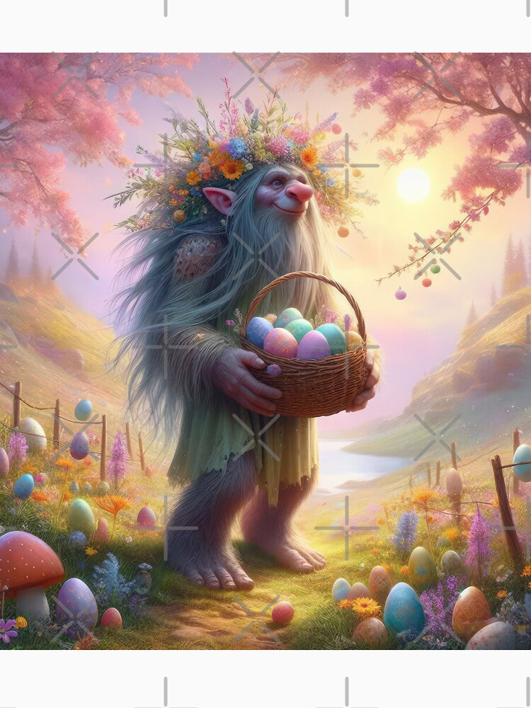 troll with a basket of eggs happy fantasy easter landscape by Expressions-Sel