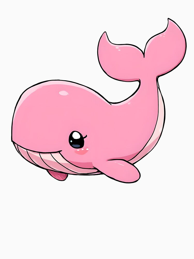 Cute Pink Baby Whale Cartoon Kawaii Ocean Animal Design by Karolina’s Cozy Creations