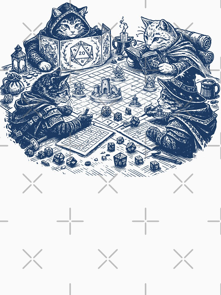 DND CATS playing Dungeons and Dragons, RPG retro vintage style by DungeonAtelier