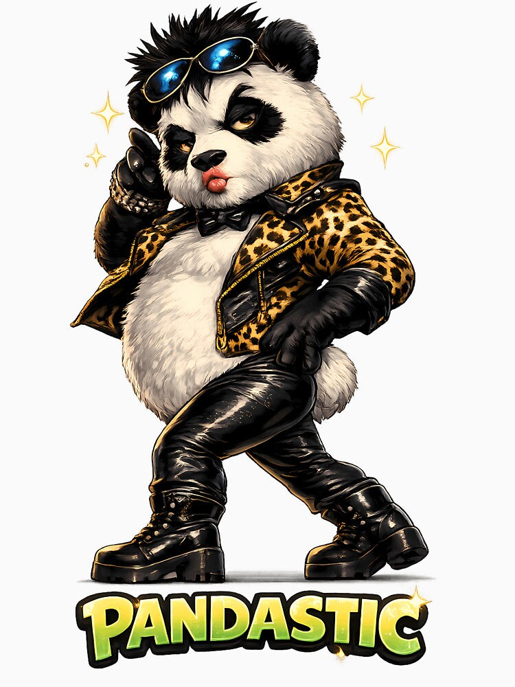 Diva Panda Glam Fashion Cartoon Design, Stylish Panda Character with Bold Attitude by AuraloomAtelier