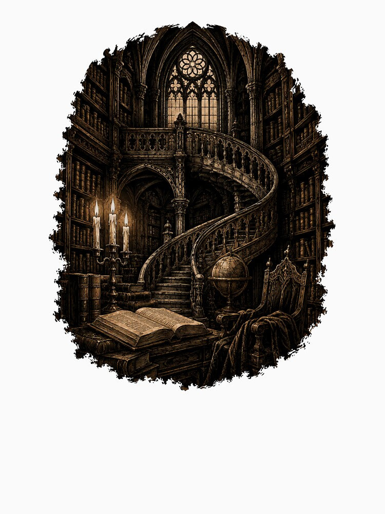 Gothic Dark Academia Library by Piising