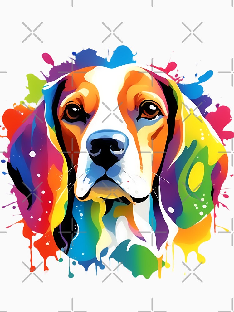 Vibrant Rainbow Beagle Portrait Design For Dog Lovers by kakarikihill