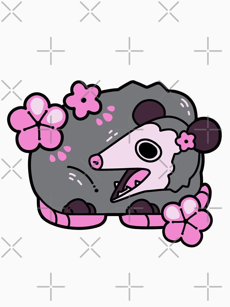 Possum with pink sakura cherry blossoms by Mossysplashart