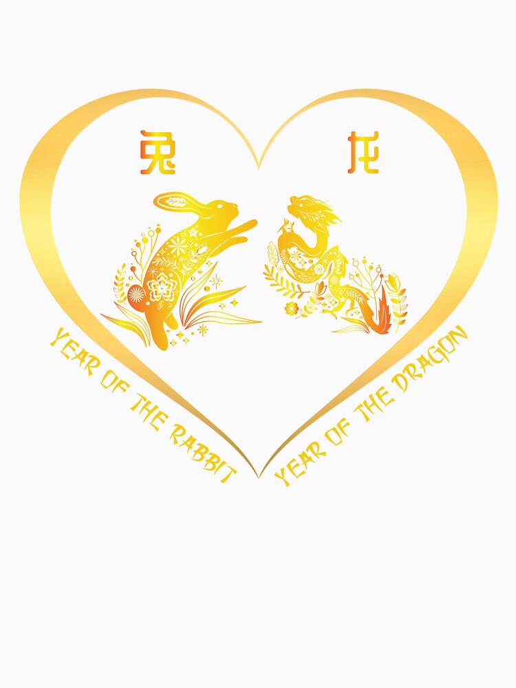 Year Of The Rabbit And Year Of The Dragon Couples Golden Chinese Zodiac Animals by Karry-Pat