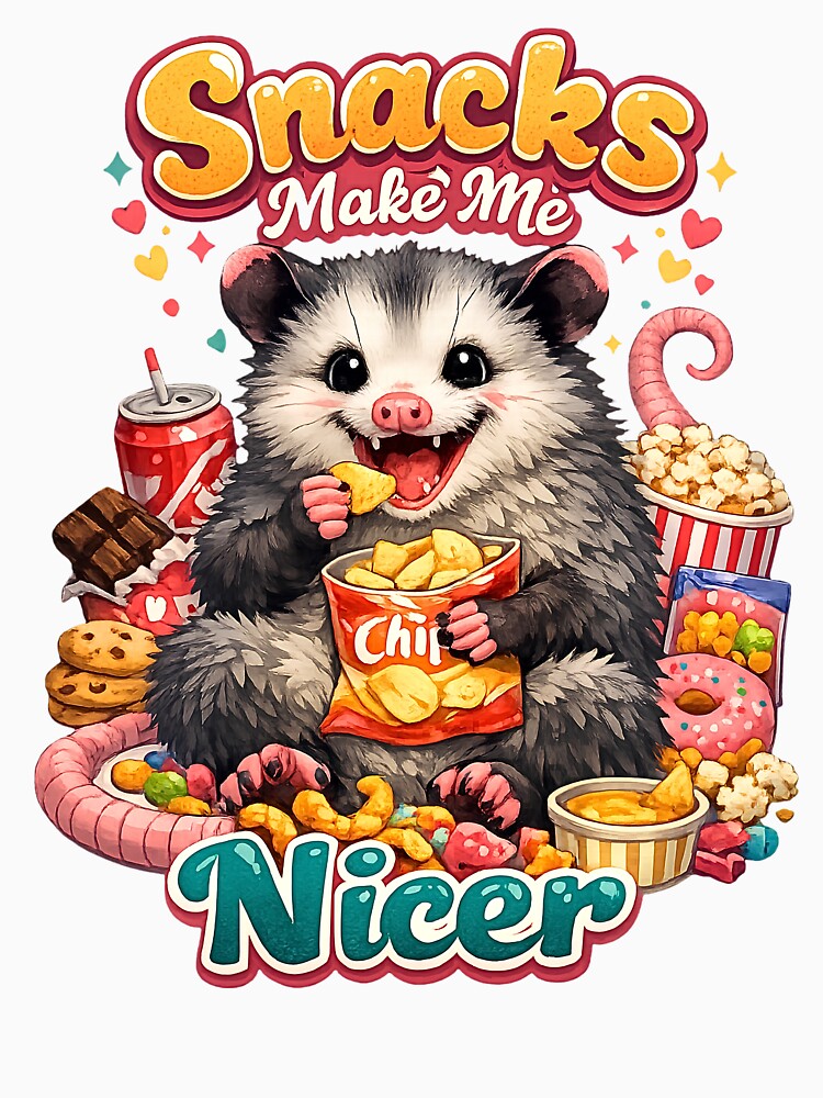 Snacks Make Me Nicer - Funny Possum Opossum Meme by FANTASYoDarknes