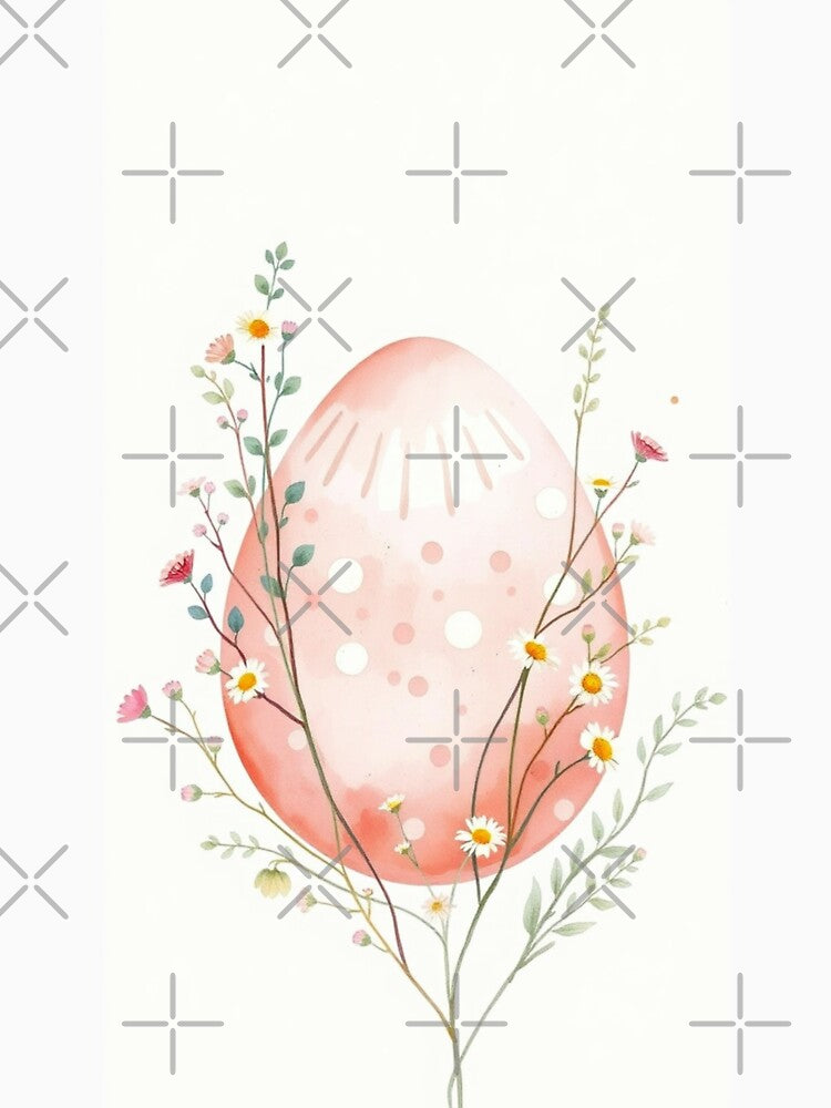 Watercolor Patterned Easter Egg with Wildflowers by Vida e Arte