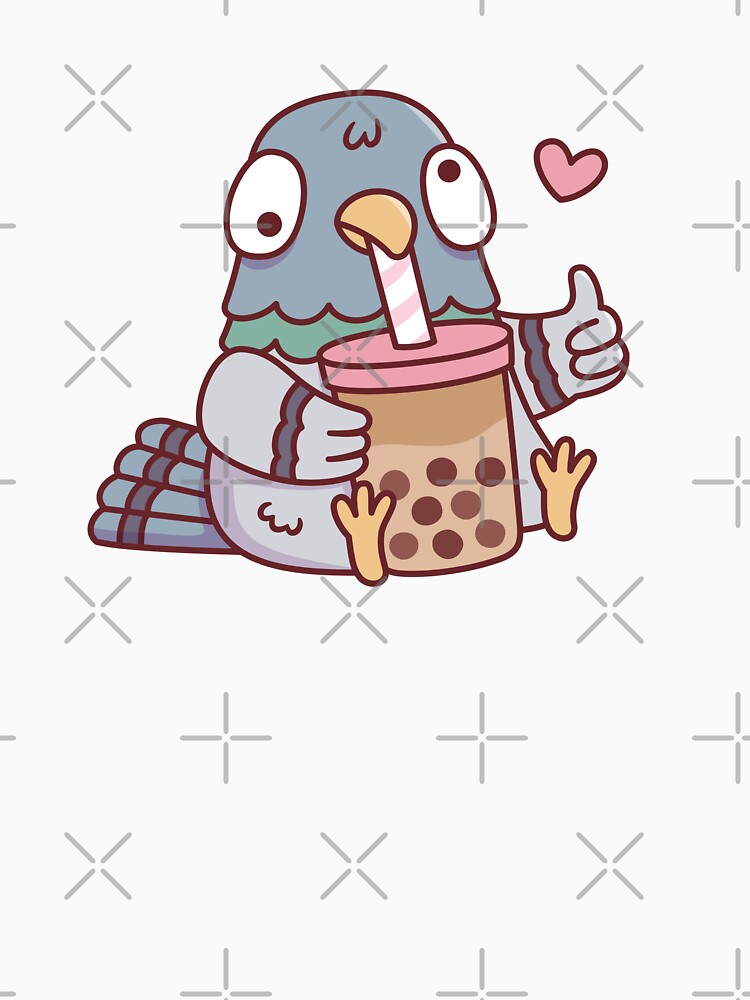 Cute Pigeon Loves Boba Tea Funny by rustydoodle
