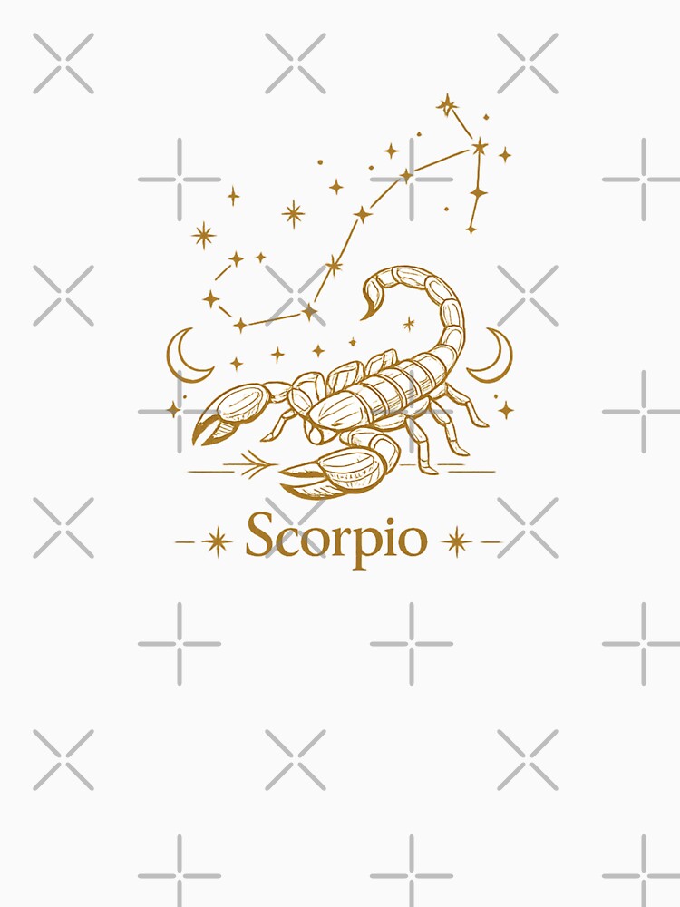 Scorpio Zodiac Constellation Gold Line Art | Minimalist Scorpion Astrology Wall Art, T-Shirt & Sticker Design by Emoji Emblems