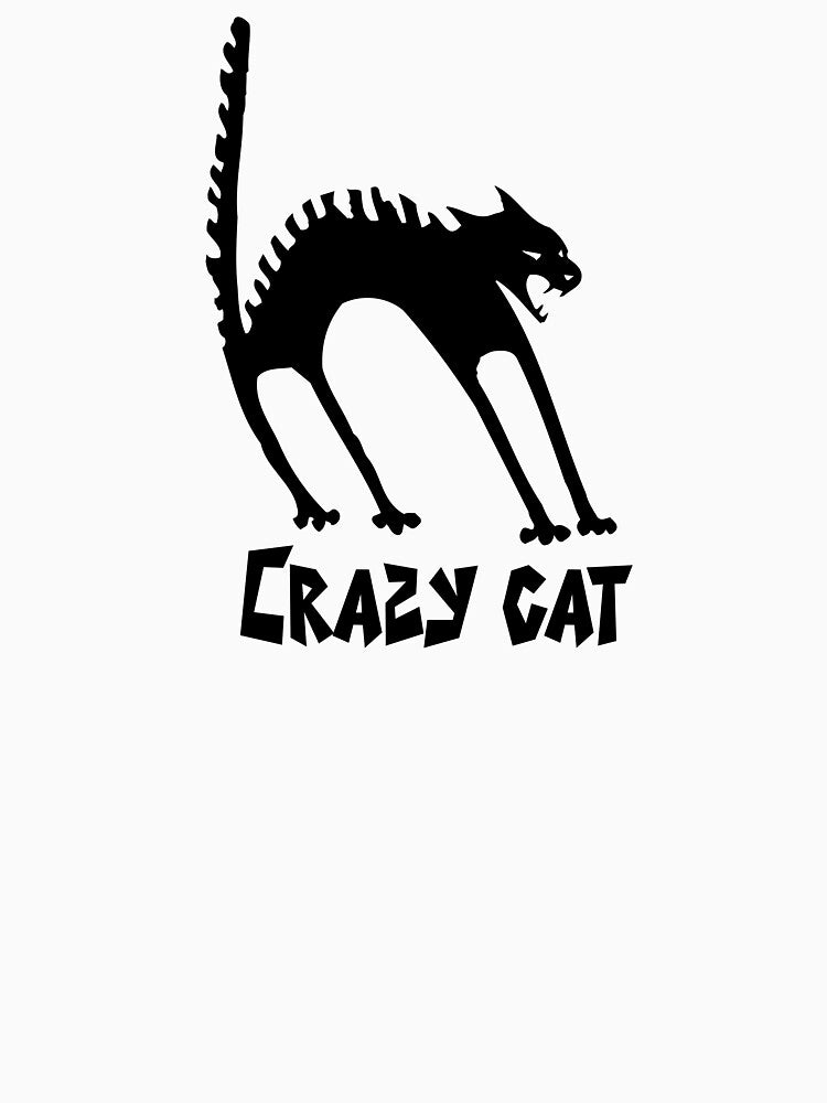 Crazy Cat – Funny Black Cat Retro Illustration Sticker by CozyLineStudio