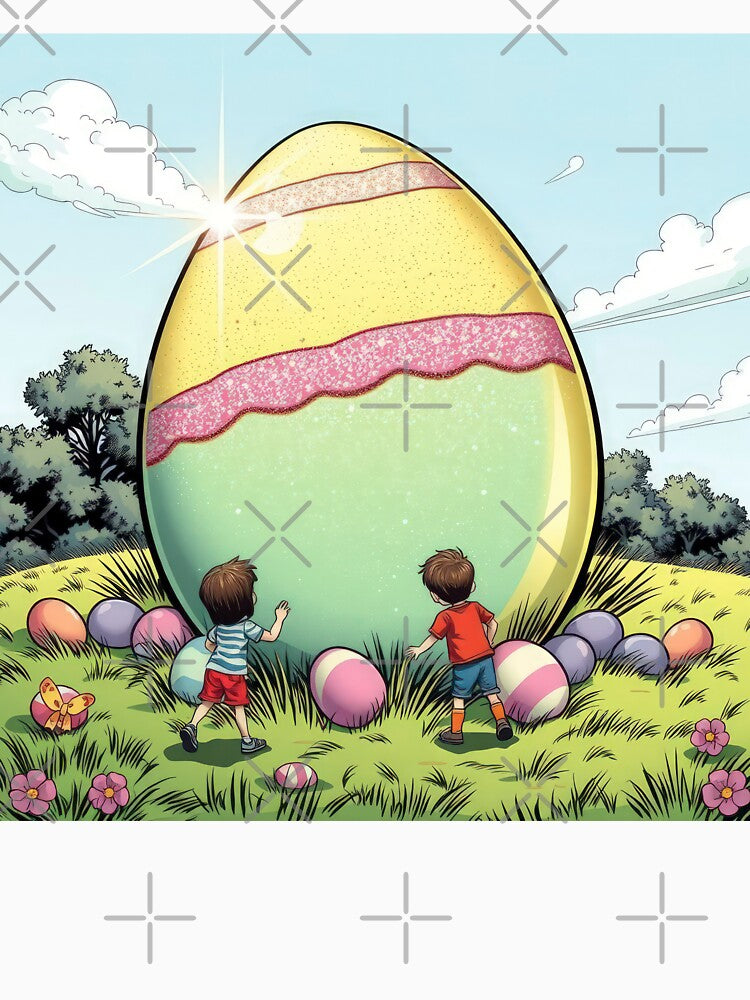 Easter egg colored in a meadow with children spring,Happy Easter,Easter Day,easter illustration by Expressions-Sel