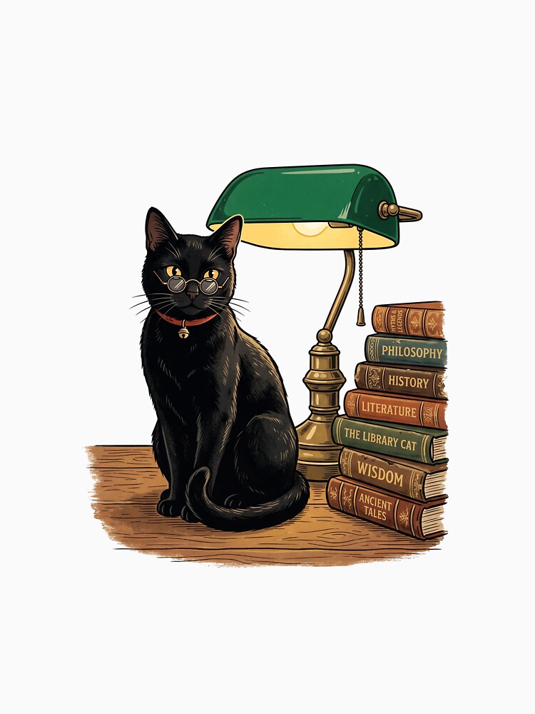 Reading Cat Society Literary Bookworm Librarian Cat Mom by PictoVibe