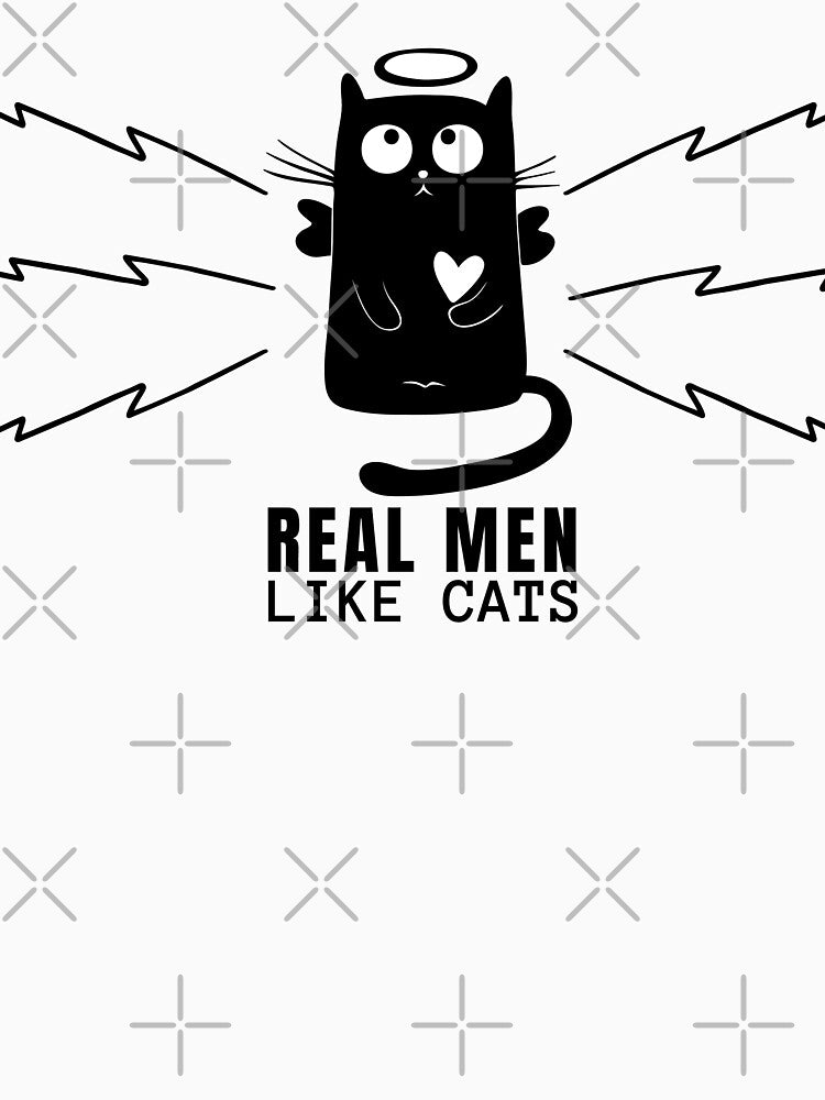 Copy of Real Men like Cats, Husband ,Dad Gift ,love Funny Geek , Mens Womens Ladies Youth Kids Cat Kitten Meow,black and white by Orgoss