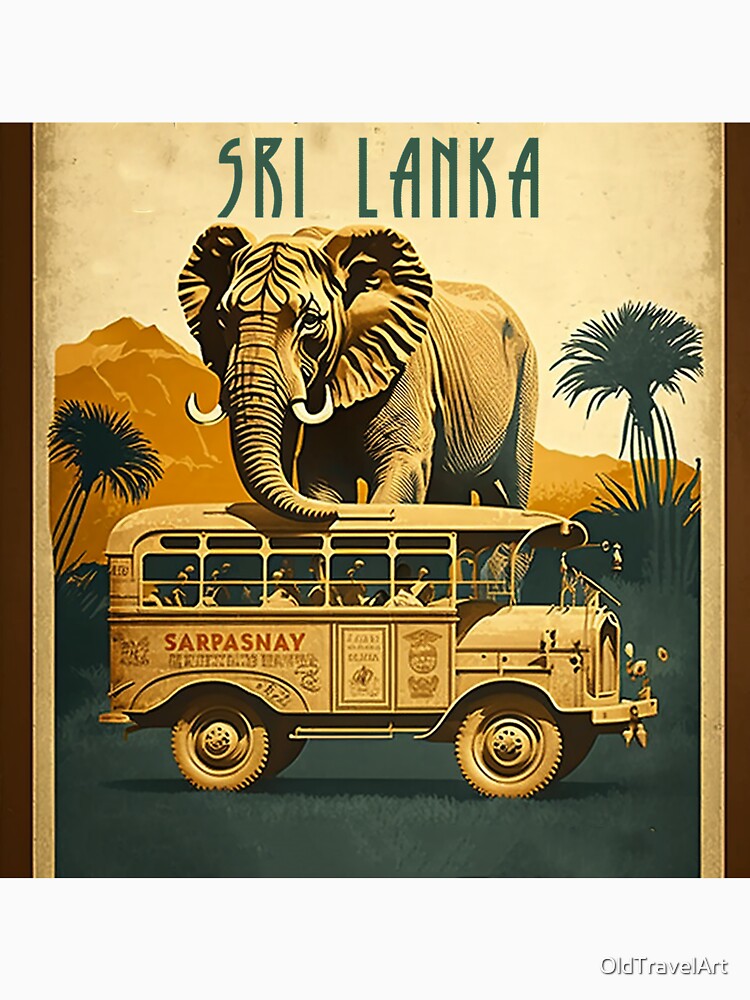 Sri Lanka Safari Vintage Travel Art Poster by OldTravelArt