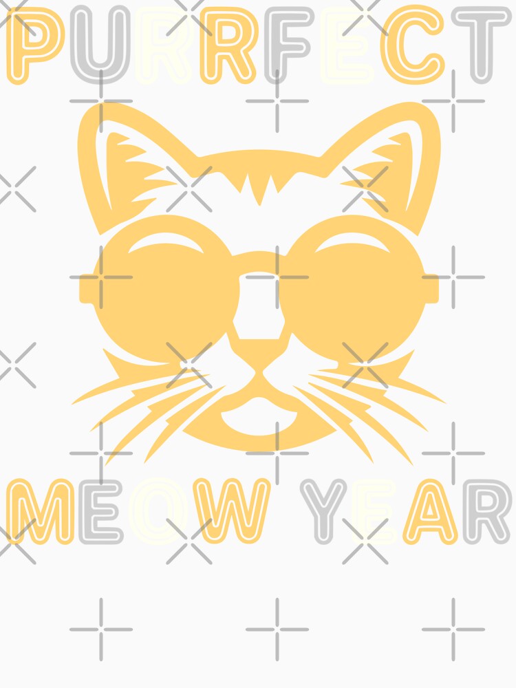 Purrfect Meow Year - Cool Cat Wearing Sunglasses ready for New Year's Eve Party (Multi-Color Light Design) by Spiprinto