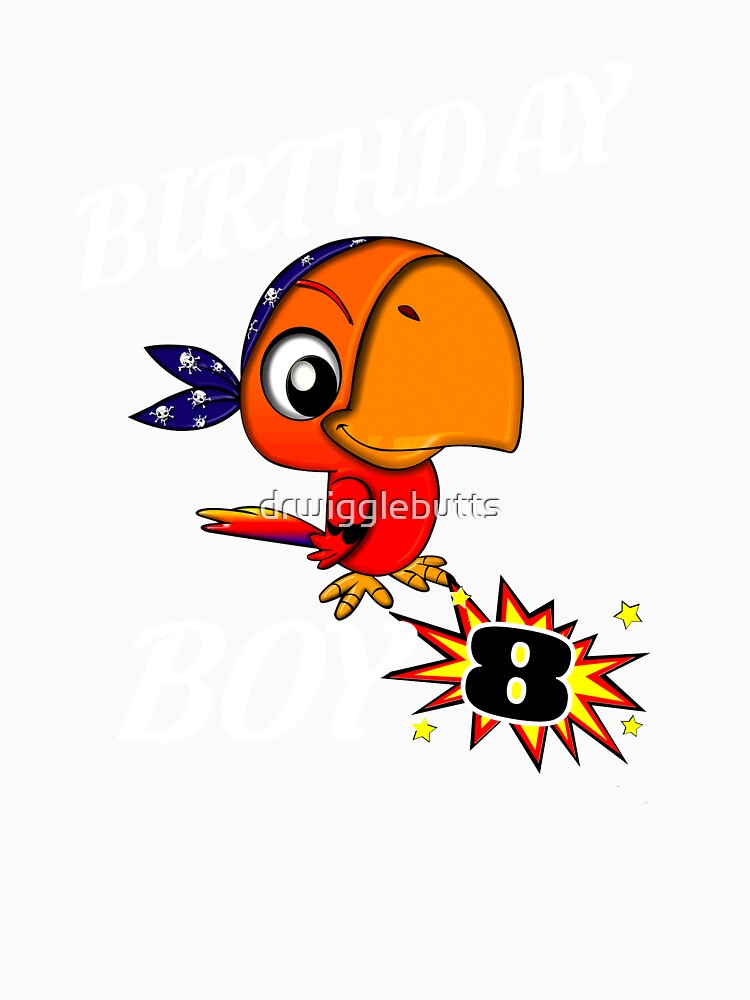 8 Years Old Birthday Design Pirate Bird GifDesign by drwigglebutts